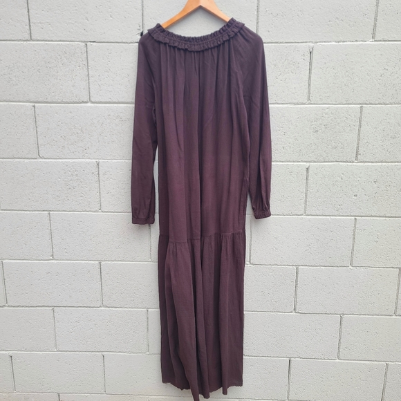 Raquel Allegra | Brown Cotton Gauze Long Sleeve Drop Waist Dress Size 3 ( XL ) - Picture 9 of 10